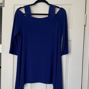 CLARA SUNWOO Royal Blue Cold-Shoulder Tunic Top